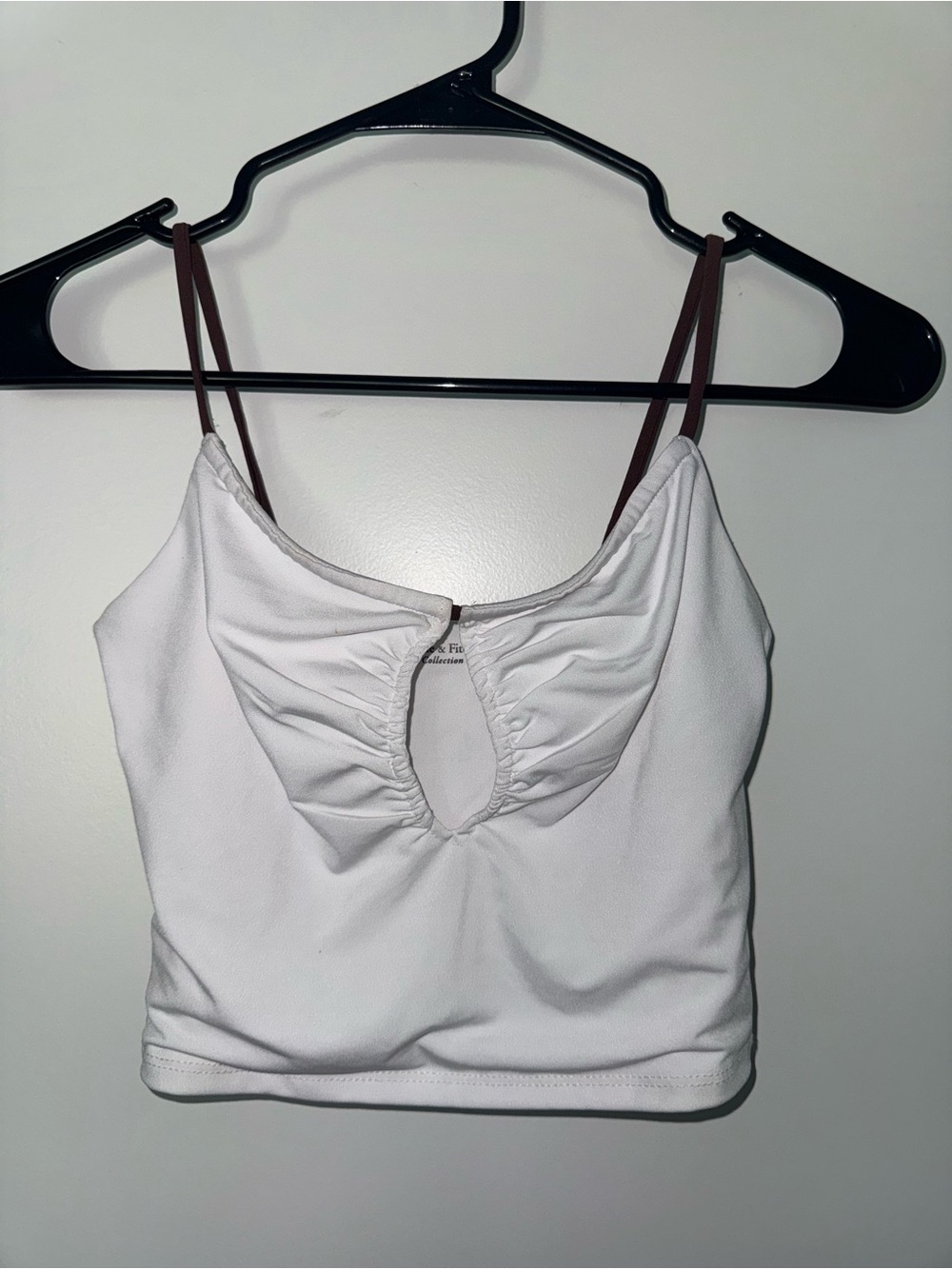 Abercrombie & Fitch White Crop Camisole with Brown Straps